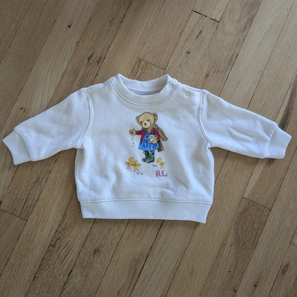 Ralph Lauren 3 Month Sweatshirt Beige With Bear Detail